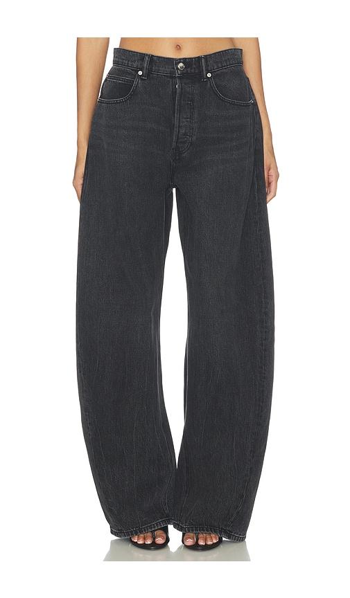 alexander wang blow up jean with crystal pockets in black.