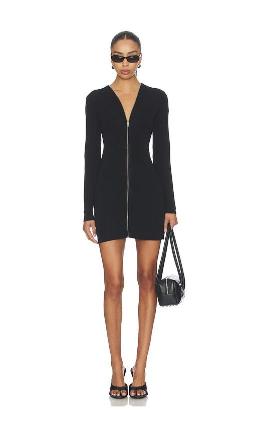 alexander wang continuous zipper mini dress in black.