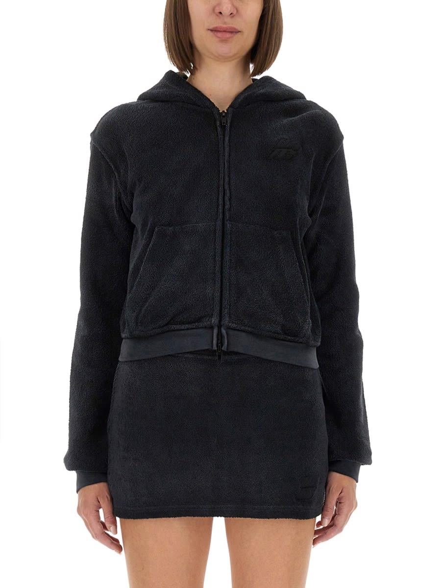 alexander wang cotton terry sweatshirt with zipper