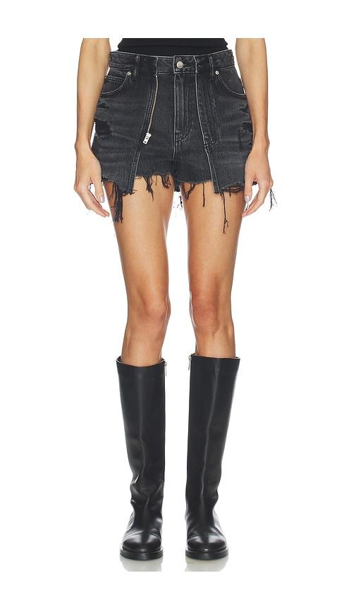 alexander wang distressed double layer skort in charcoal.