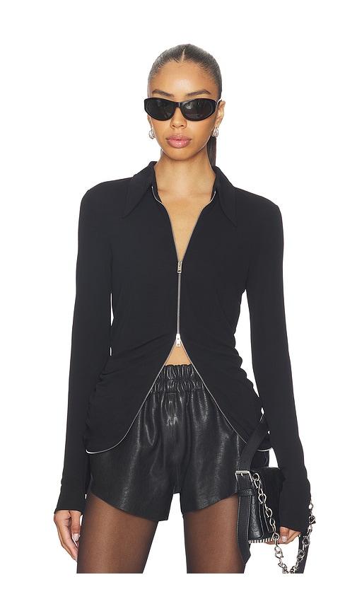 alexander wang drape back shirt in black.