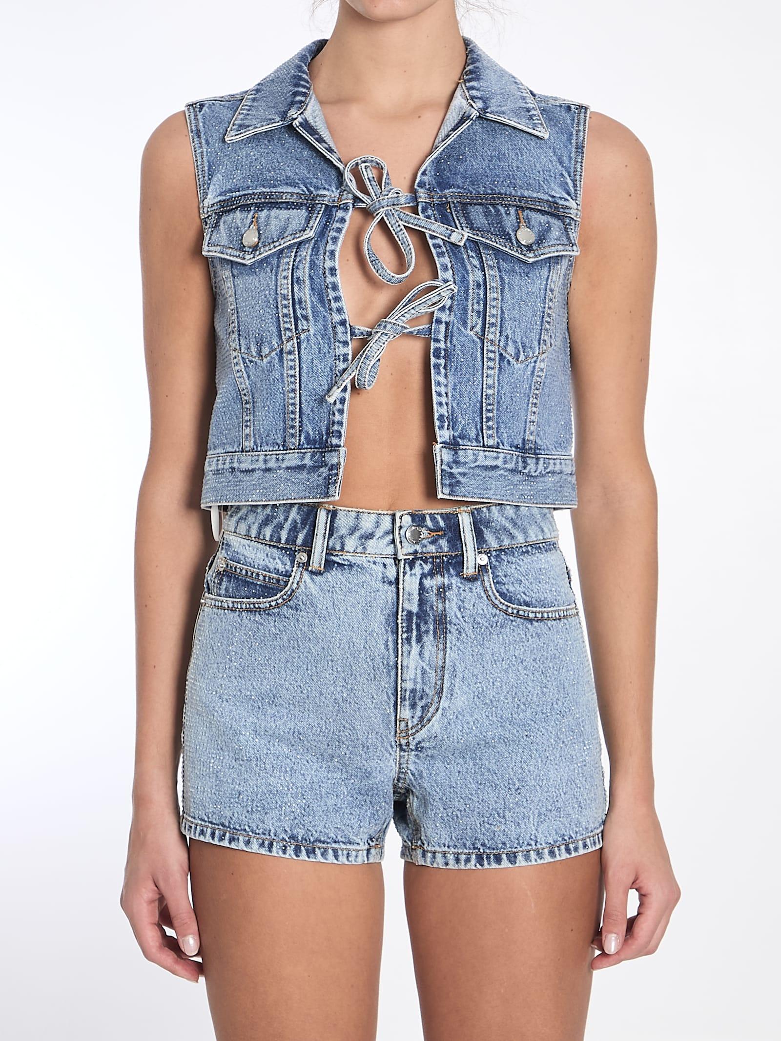 alexander wang embellished denim vest