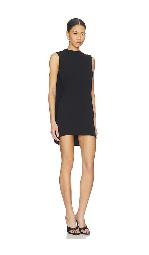 alexander wang fitted mini dress with drape back in black.