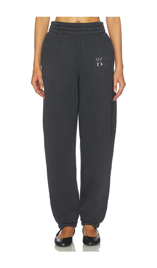 alexander wang hotfix logo sweatpant in charcoal.