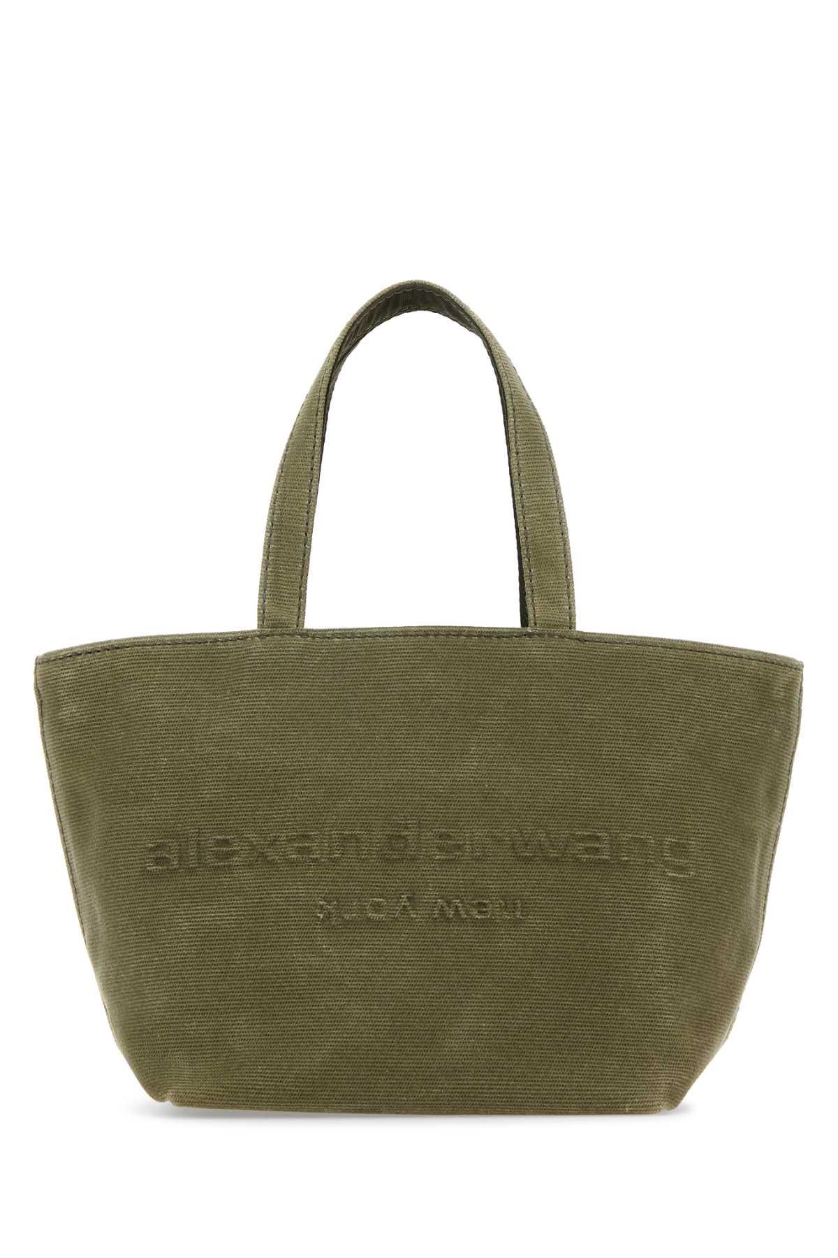 alexander wang khaki canvas small punch shopping bag