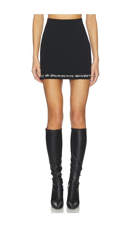alexander wang logo ribbed mini skirt in black.