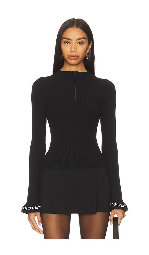 alexander wang logo ribbed pullover in black.