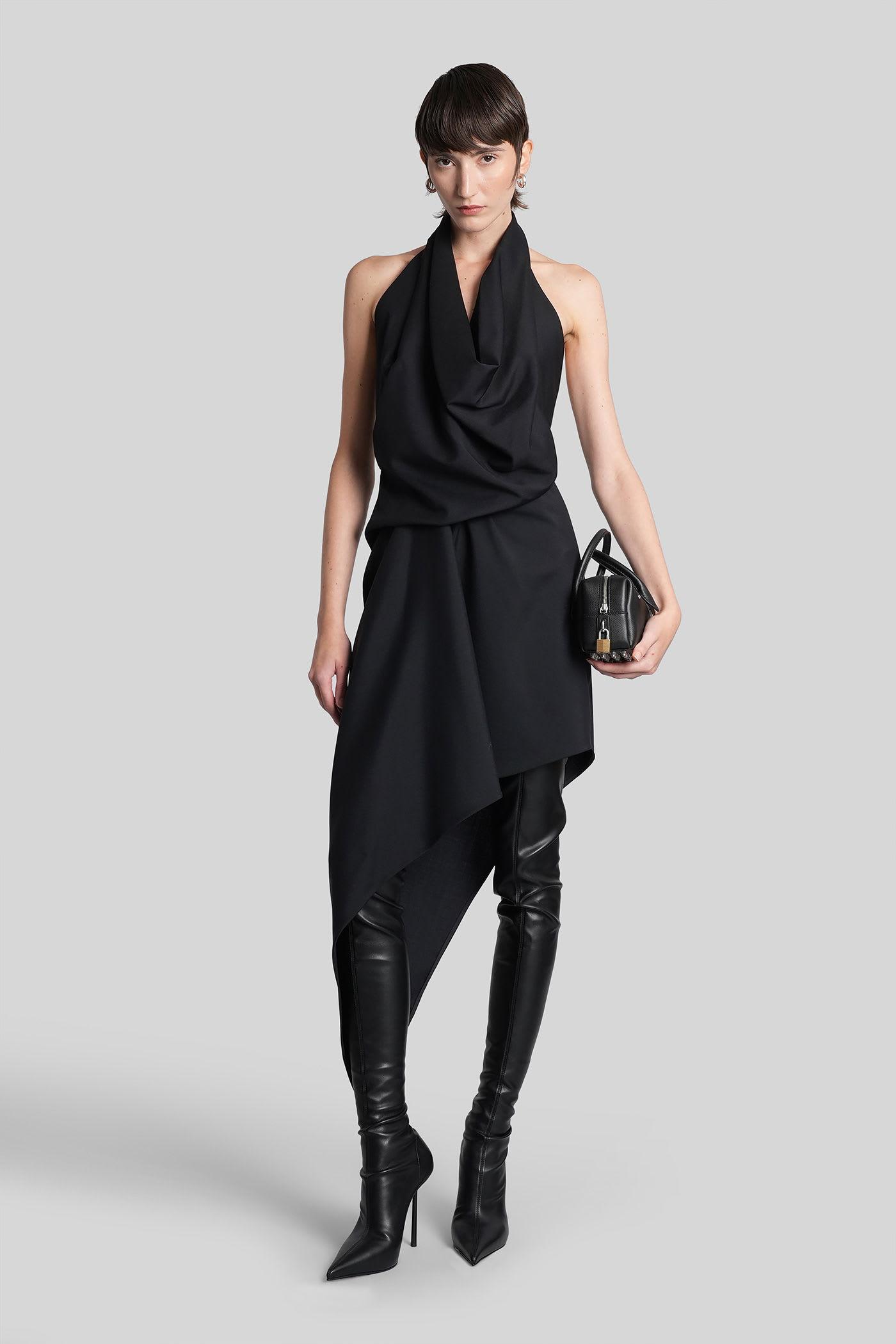 alexander wang long dress in black wool