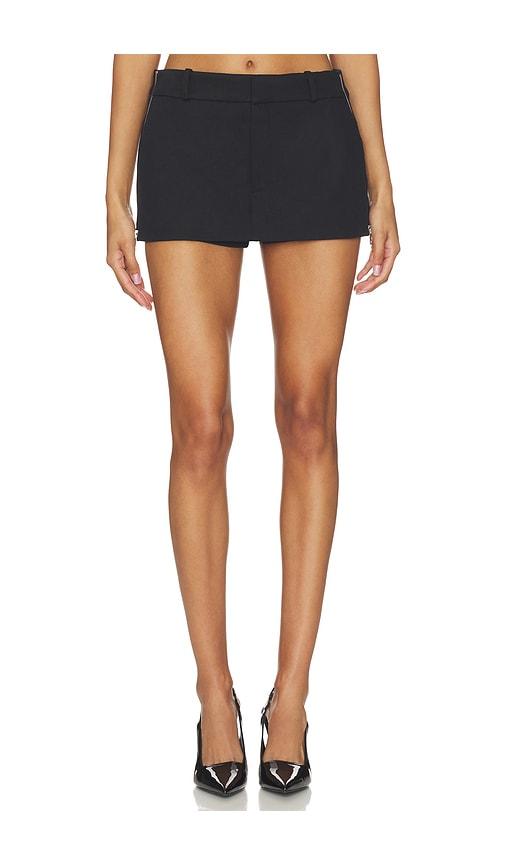 alexander wang mid rise mini skort with side slit zippers in black.
