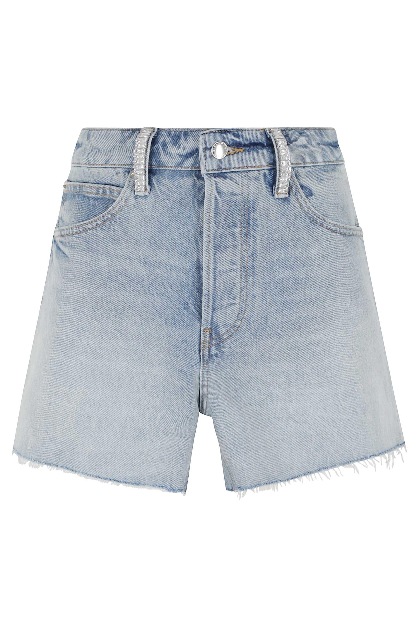 alexander wang mid rise relaxed short with crystal beltloops