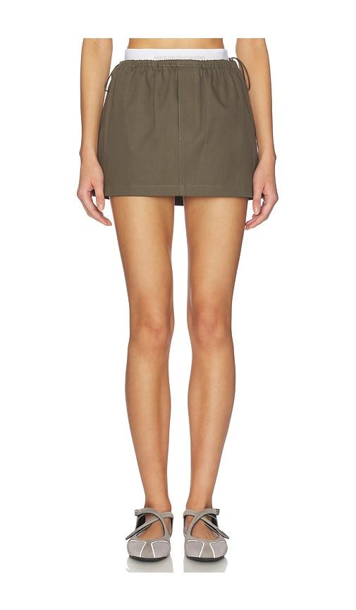 alexander wang mini logo skirt in green.