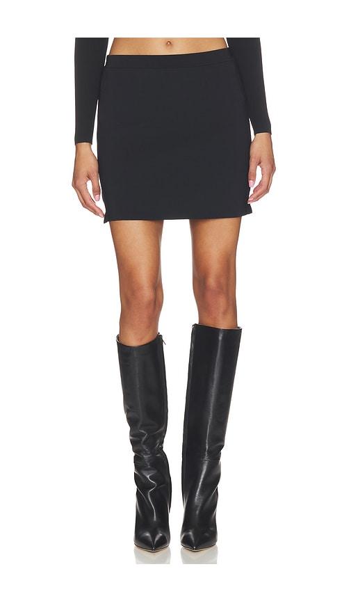 alexander wang mini skirt with jacquard logo slit in black.