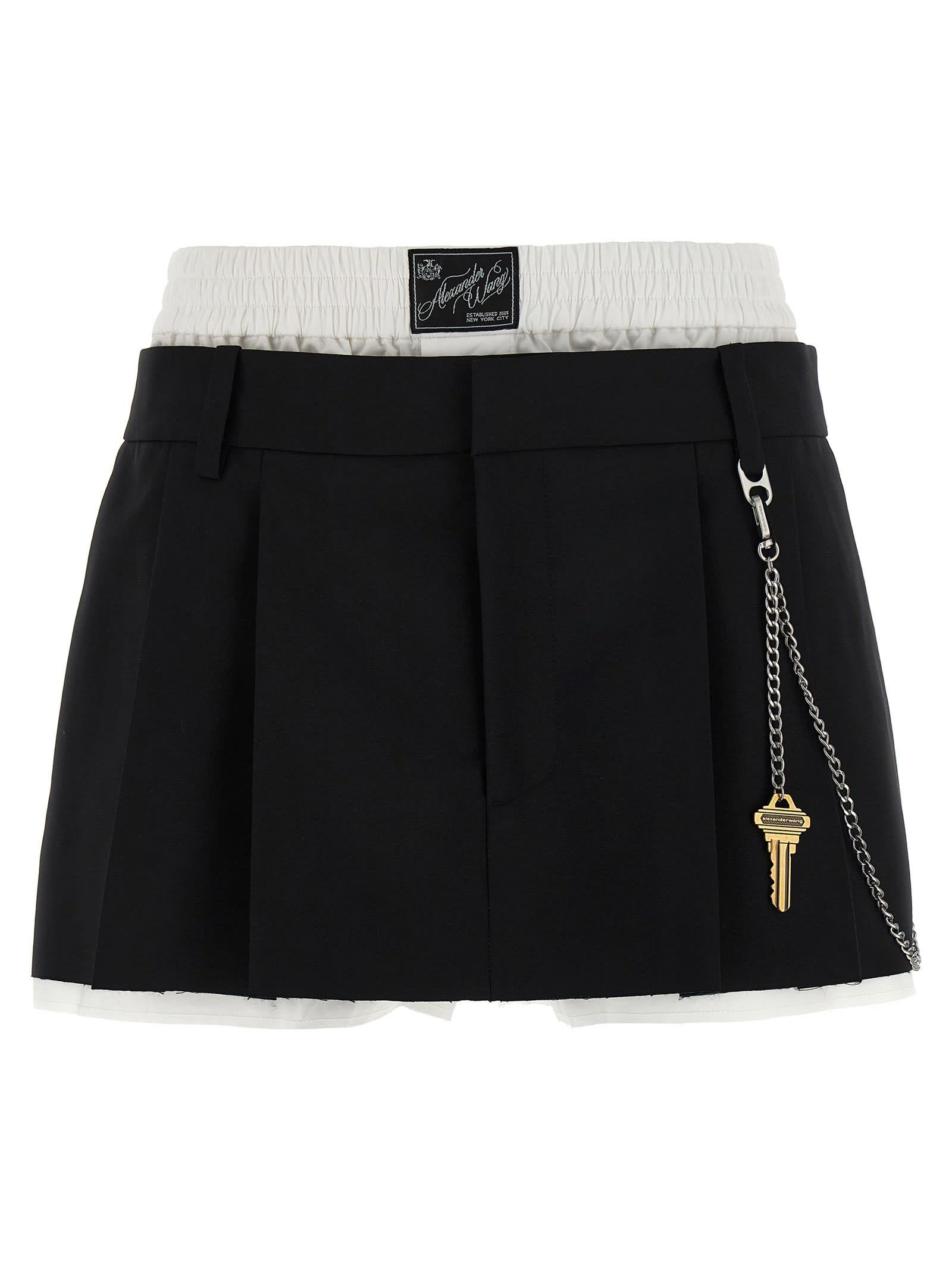 alexander wang pre-styled pleated w/chain skort