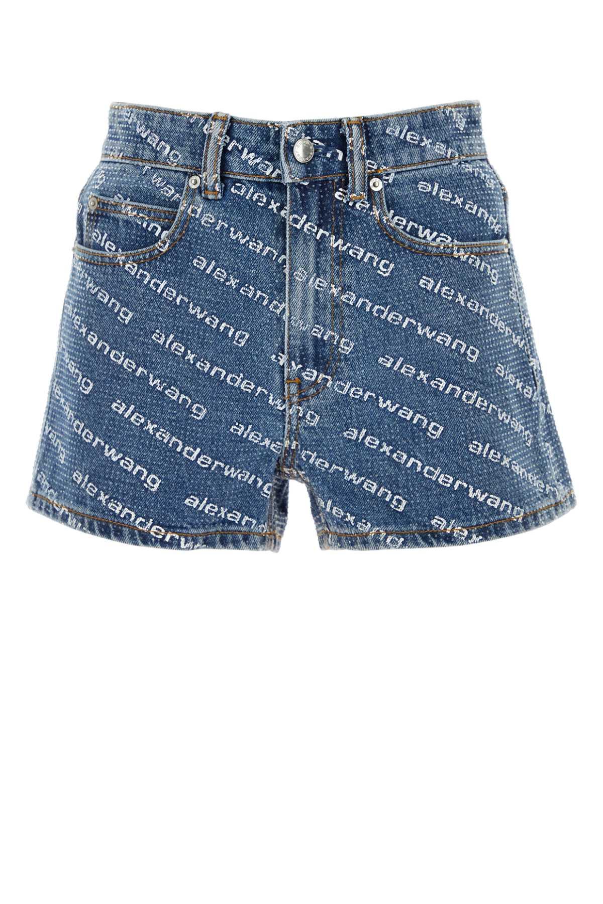 alexander wang printed denim shorts