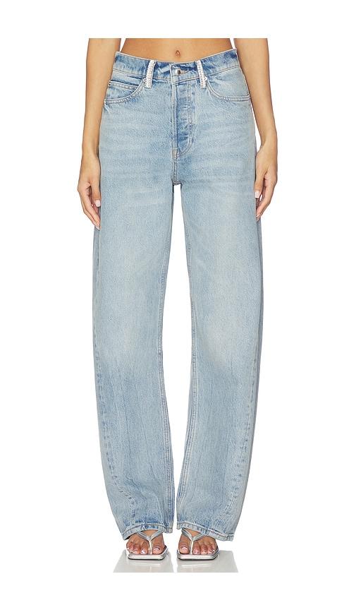 alexander wang relaxed straight cut with crystal belt loops in blue.