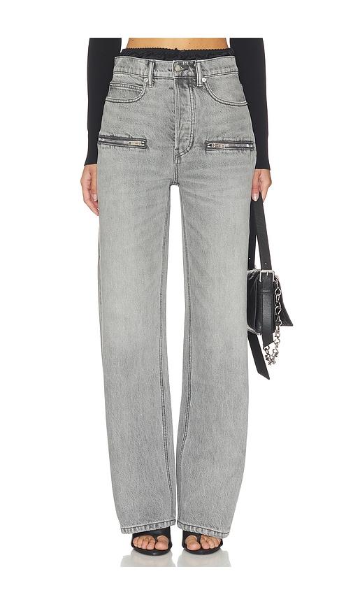 alexander wang silk prestyle float jeans with horizontal zips in grey.