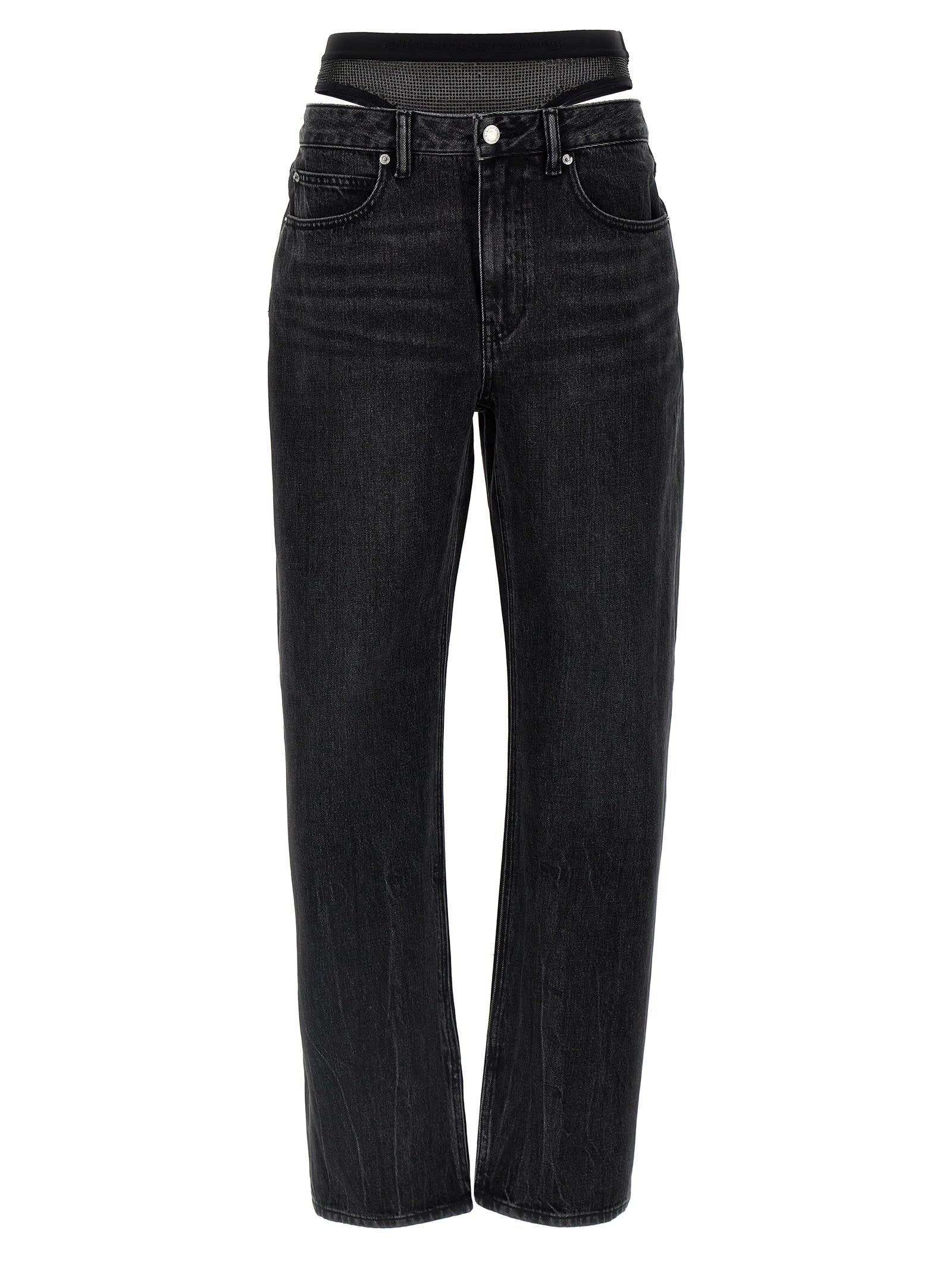 alexander wang slit hem prestyle hotfix mesh undie jeans
