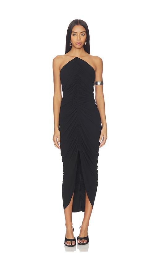 alexander wang structured bodice midi dress in black.