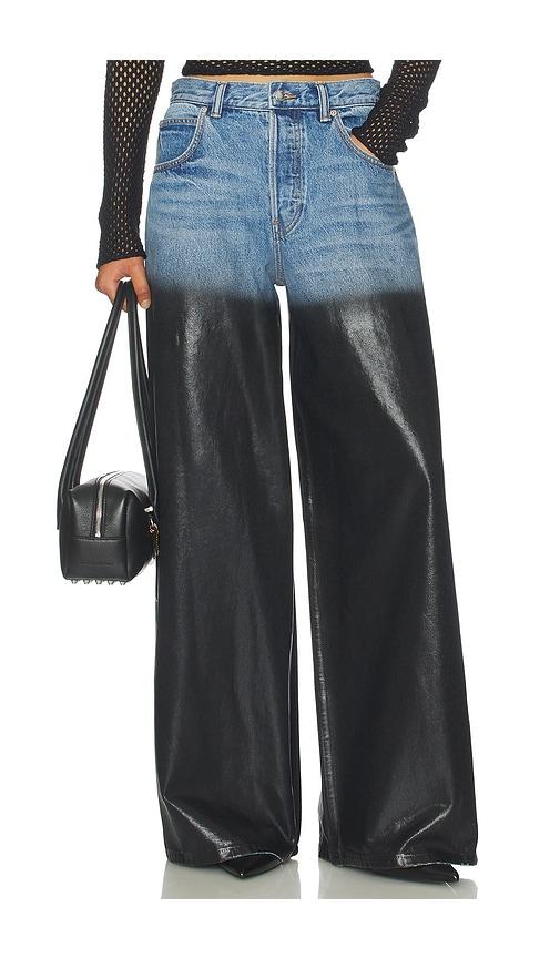 alexander wang surge wide leg with partial coating in blue,black.