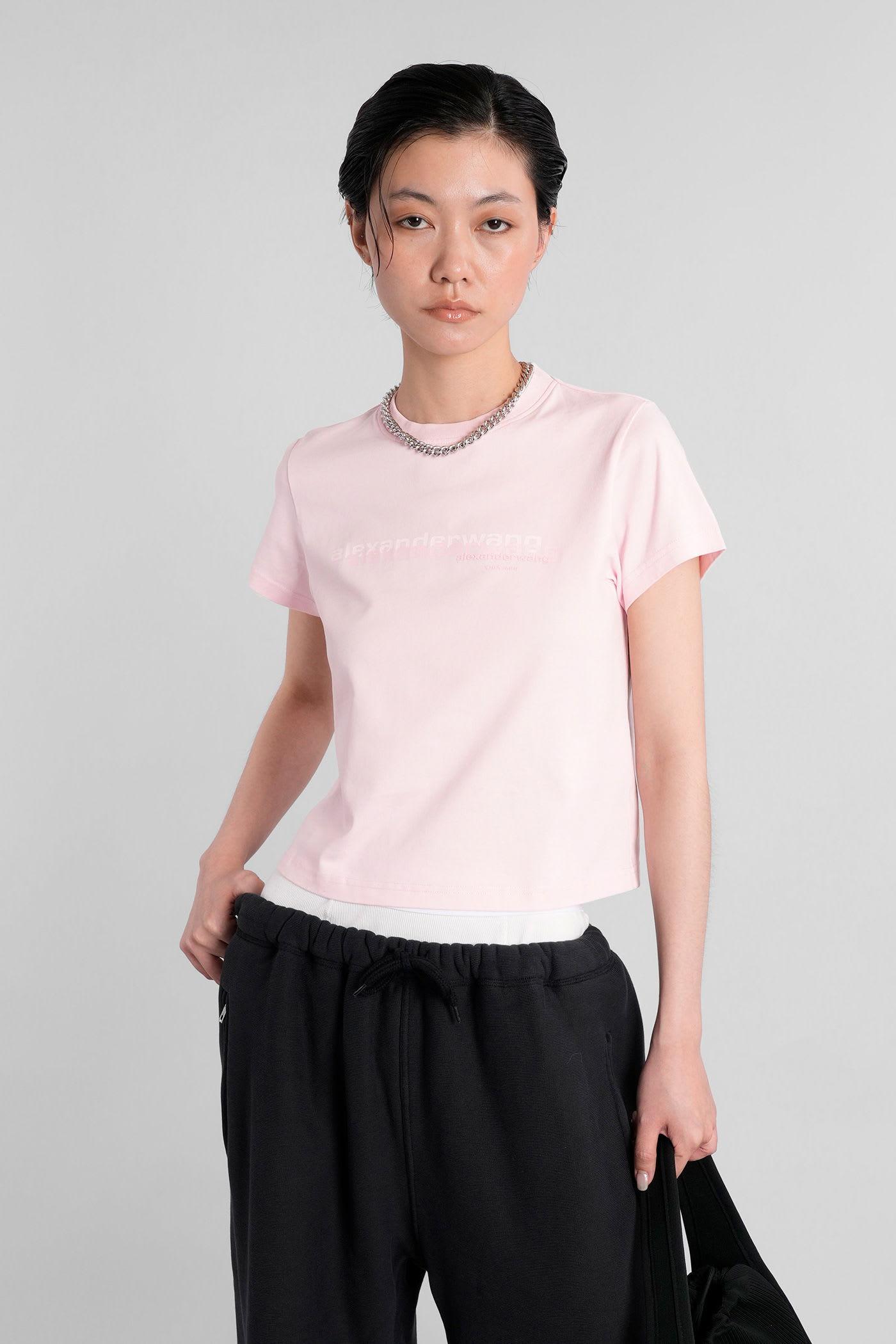 alexander wang t-shirt in rose-pink cotton