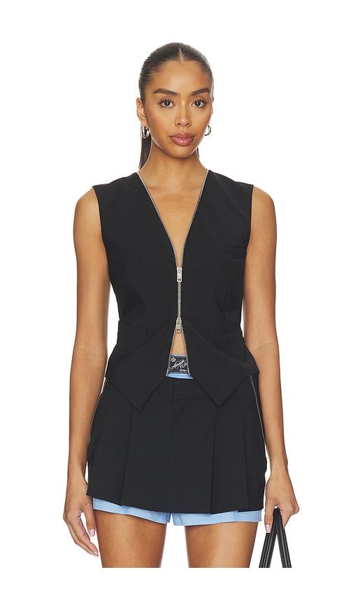 alexander wang tailored vest with zipper in black.