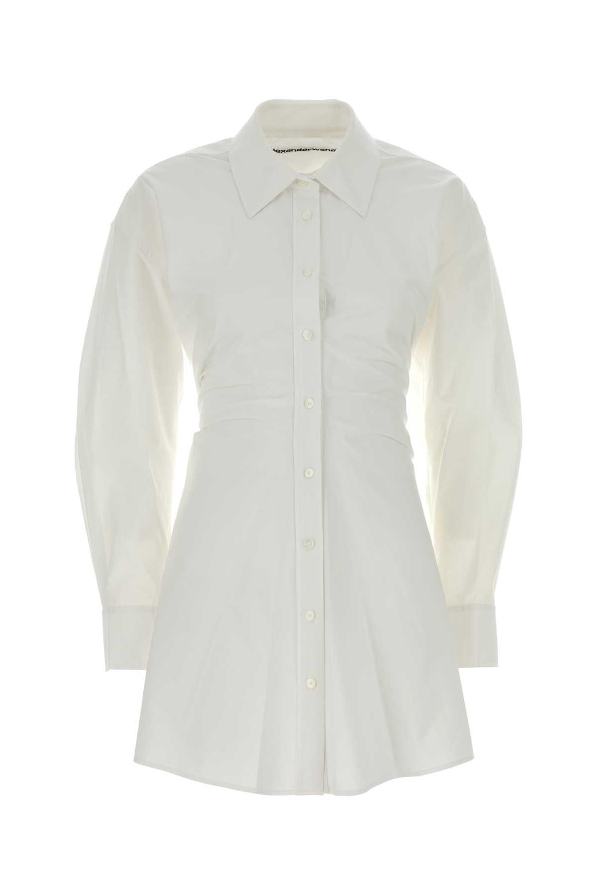 alexander wang white stretch poplin shirt dress