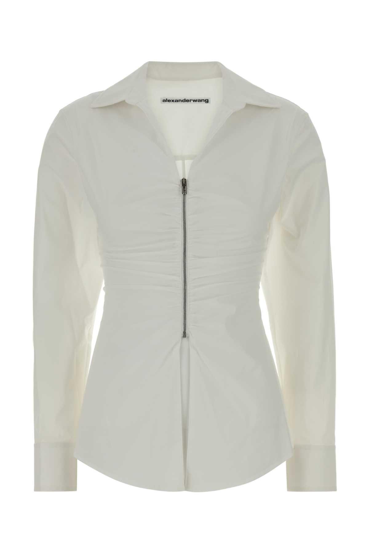 alexander wang white stretch poplin shirt