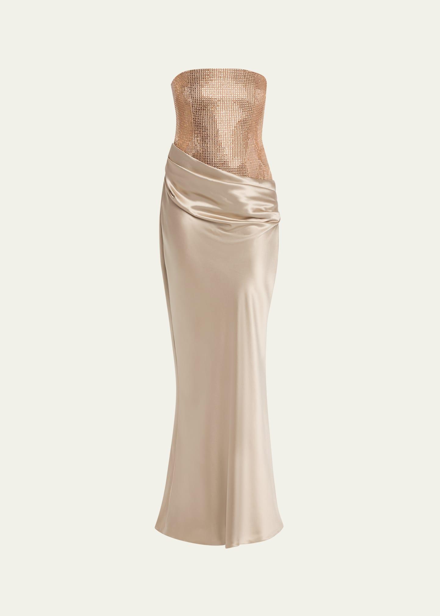 alexandra strapless sequin draped dress