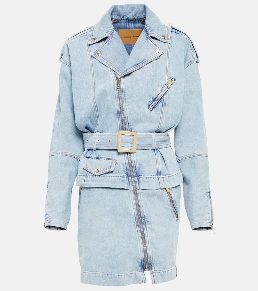 alexandre vauthier asymmetric zipped denim minidress