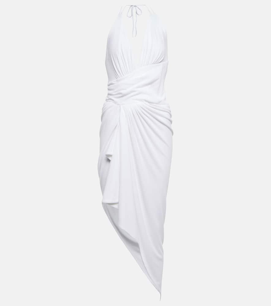 alexandre vauthier asymmetrical halterneck midi dress