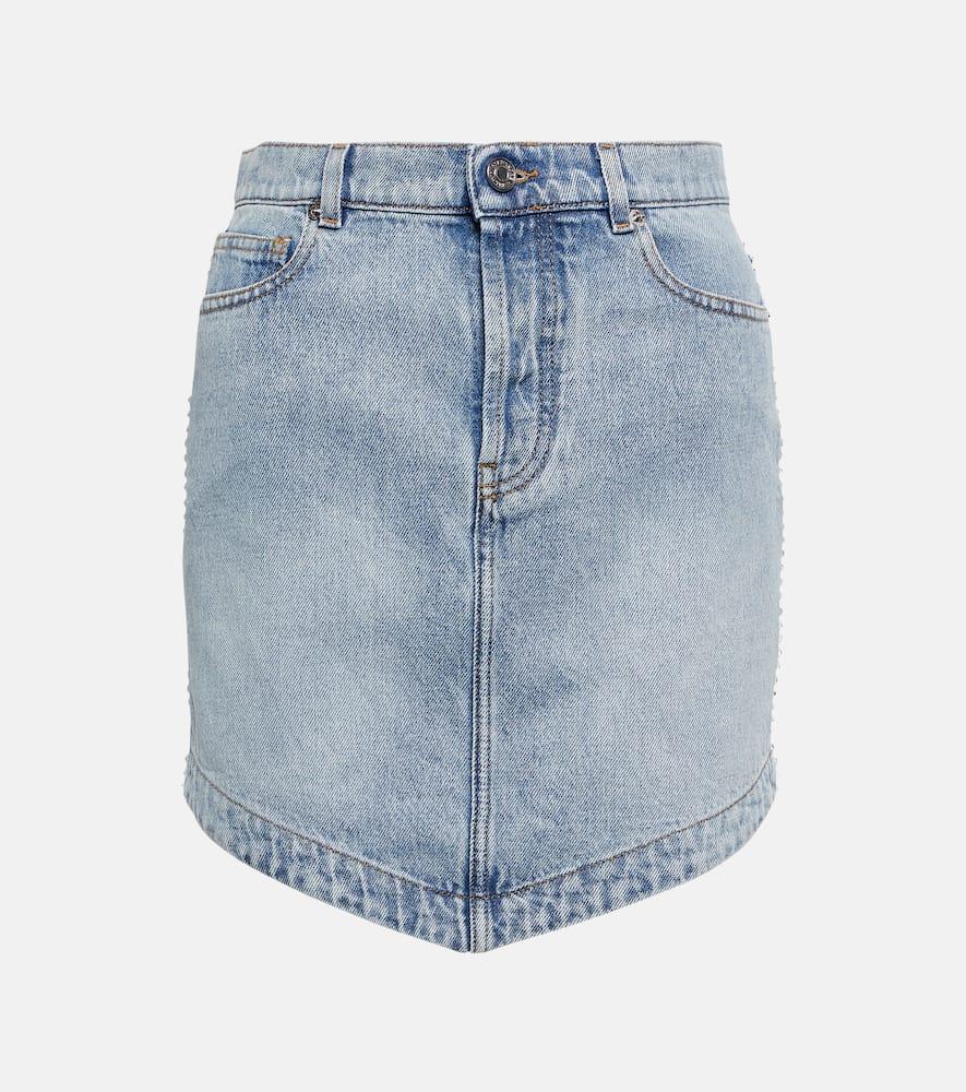 alexandre vauthier embellished denim miniskirt