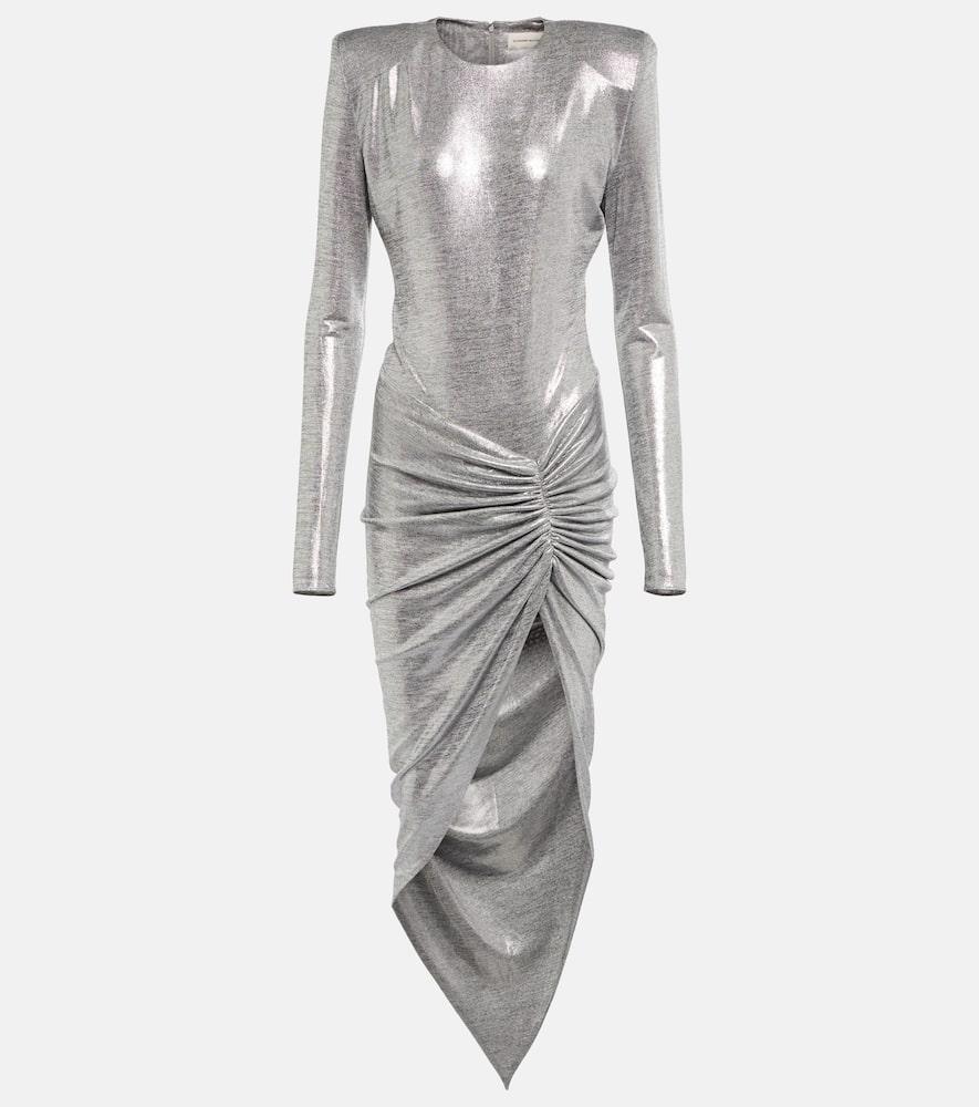 alexandre vauthier metallic jersey midi dress