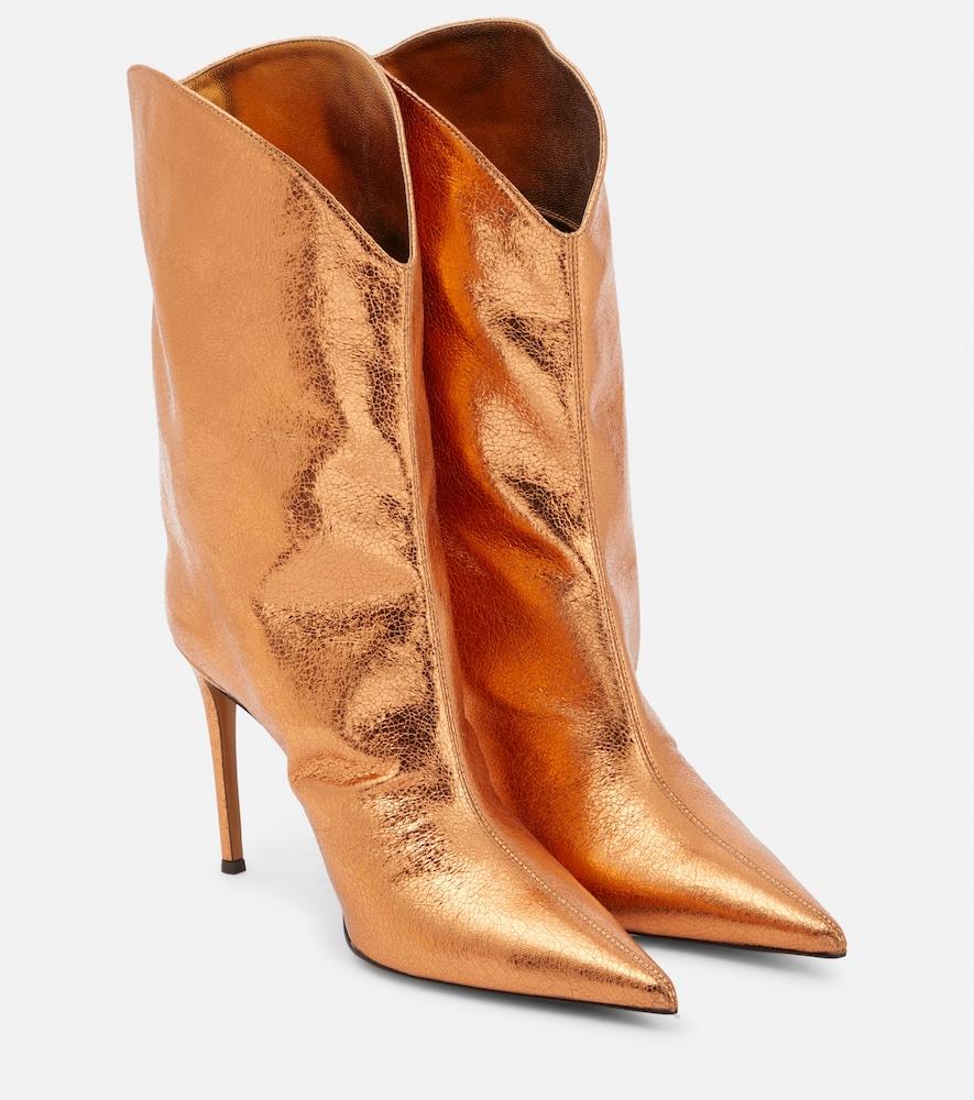 alexandre vauthier metallic leather ankle boots