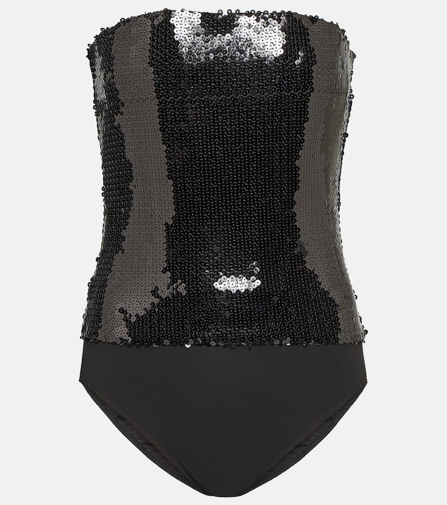 alexandre vauthier sequined strapless bodysuit