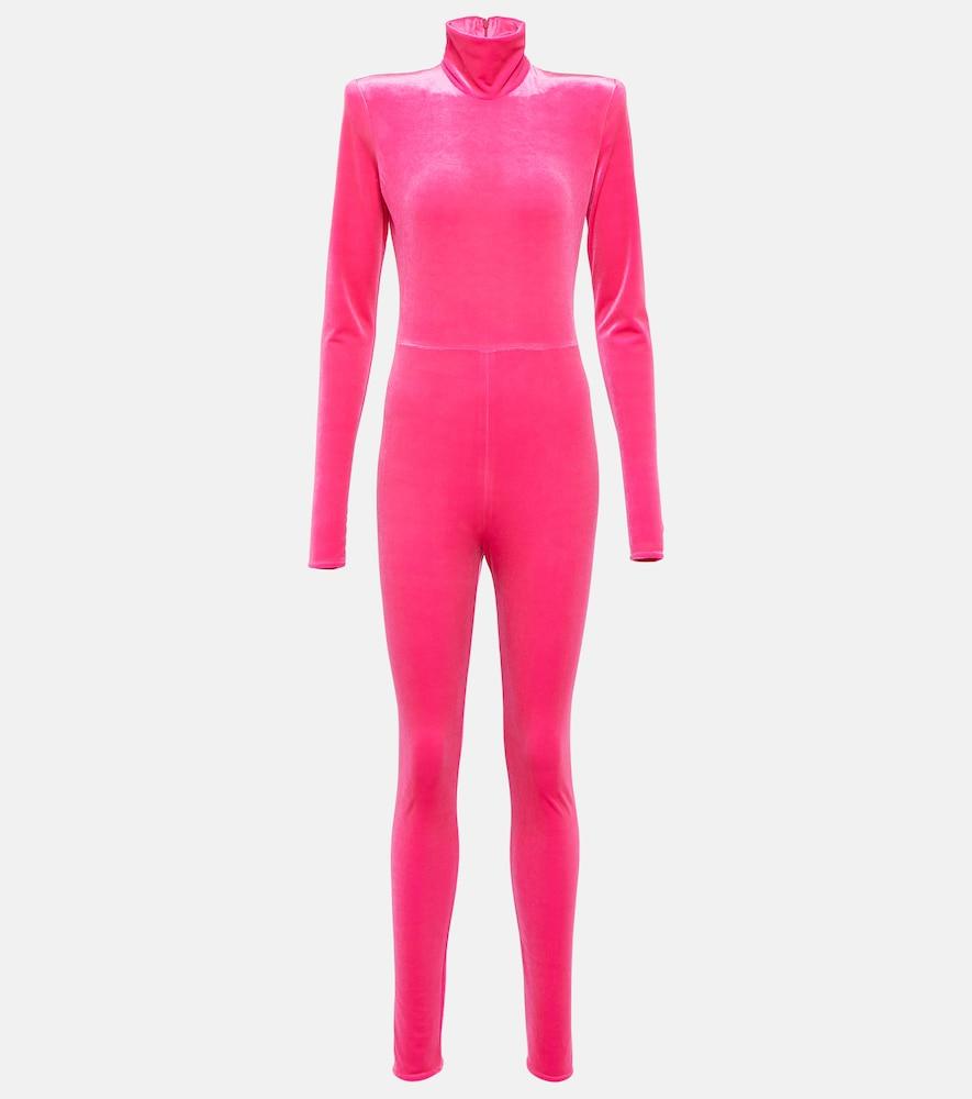 alexandre vauthier turtleneck velvet jumpsuit