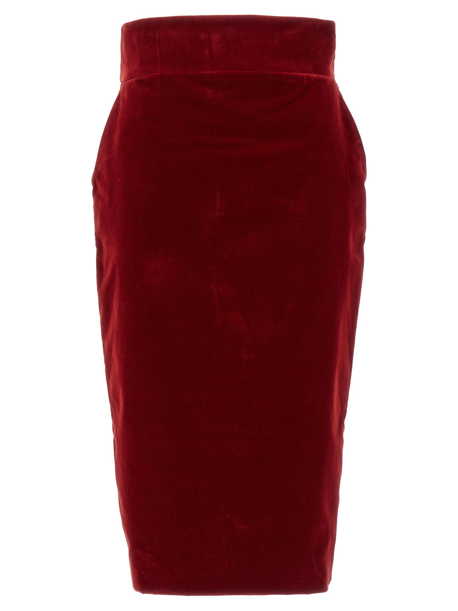 alexandre vauthier velvet midi skirt