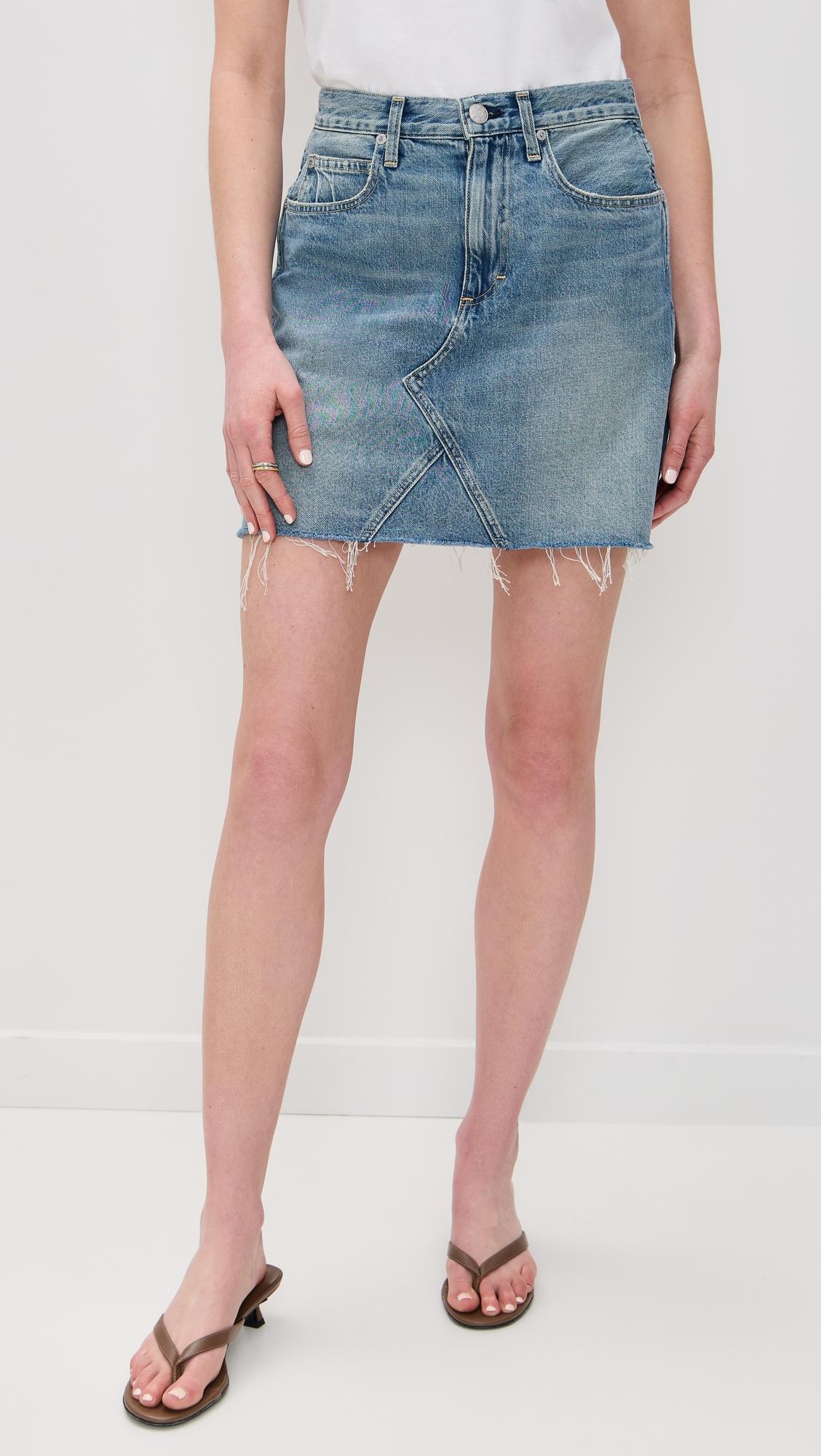 alexis skirt with raw cut hem