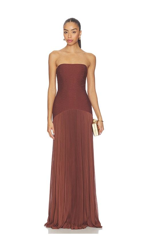 alexis sunniva dress in brown.