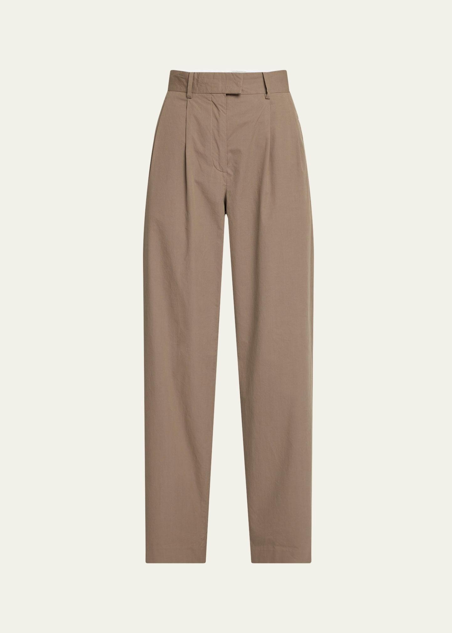 alfidis double pleated straight-leg cotton pants