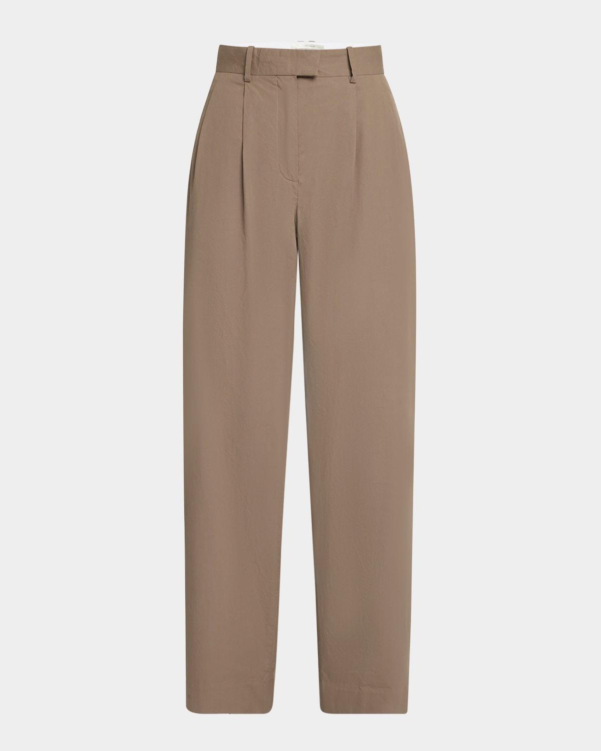 alfidis double pleated straight-leg cotton pants