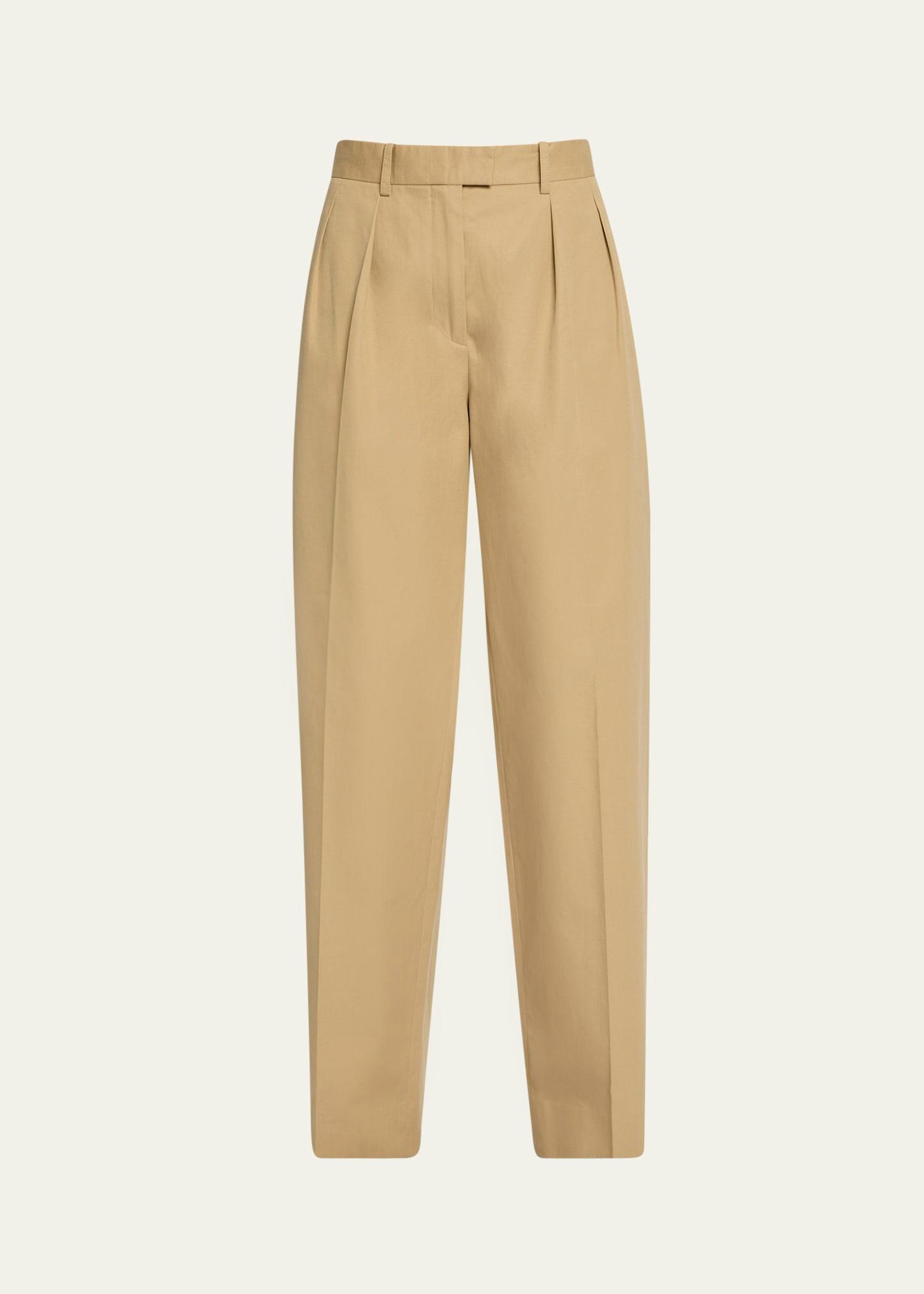 alfidis pleated straight-leg cotton-cashmere pants
