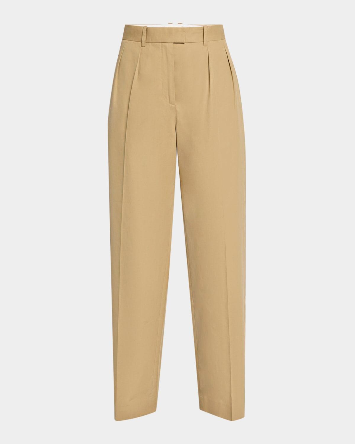 alfidis pleated straight-leg cotton-cashmere pants