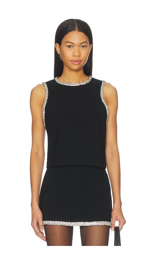 alice + olivia amal boxy tank in black.