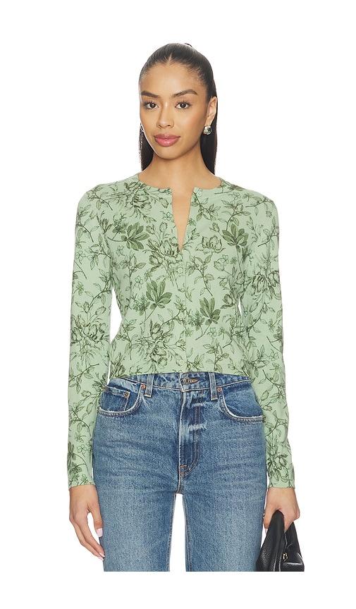 alice + olivia carson cardigan in green.