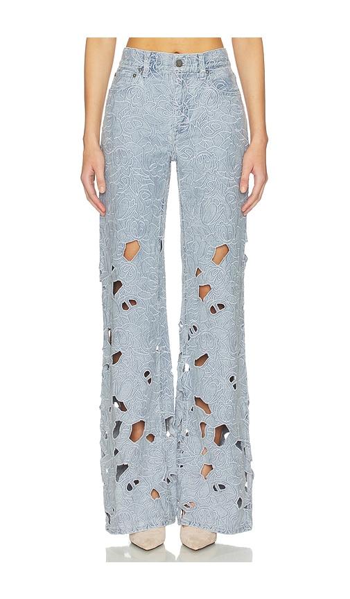 alice + olivia chic eyelet jean in blue.