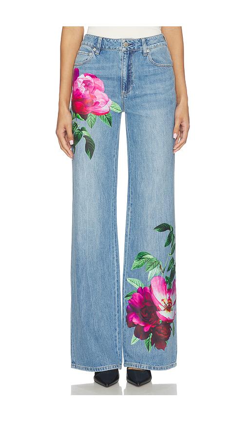 alice + olivia chic full length jean in blue.