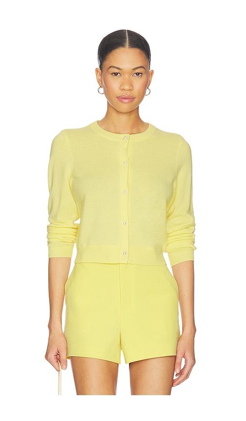 alice + olivia dollie cardigan in lemon.