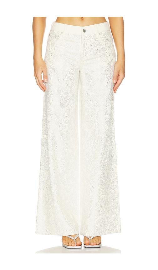 alice + olivia jasper amazing embellished jean in cream.