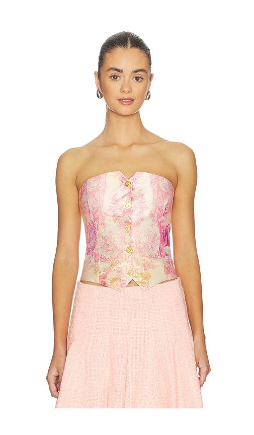 alice + olivia kelcey strapless vest in rose.