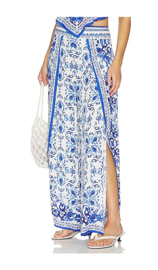 alice + olivia larissa pant in blue.